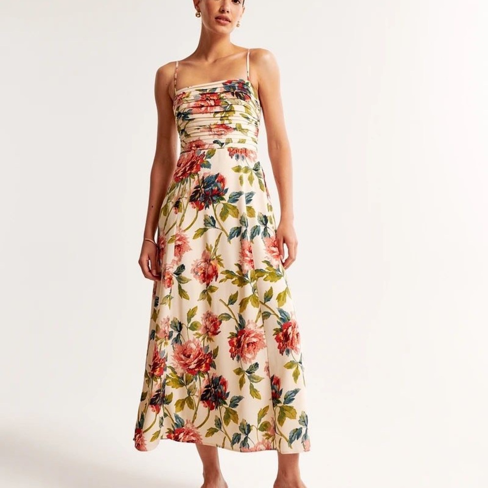 A&F Emerson Crepe Midi Dress in Cream Floral